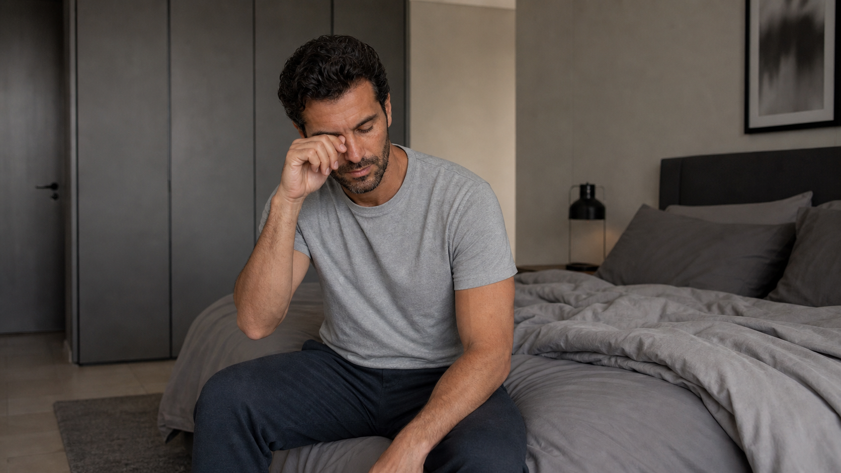 The same man feeling tired before starting a care plan