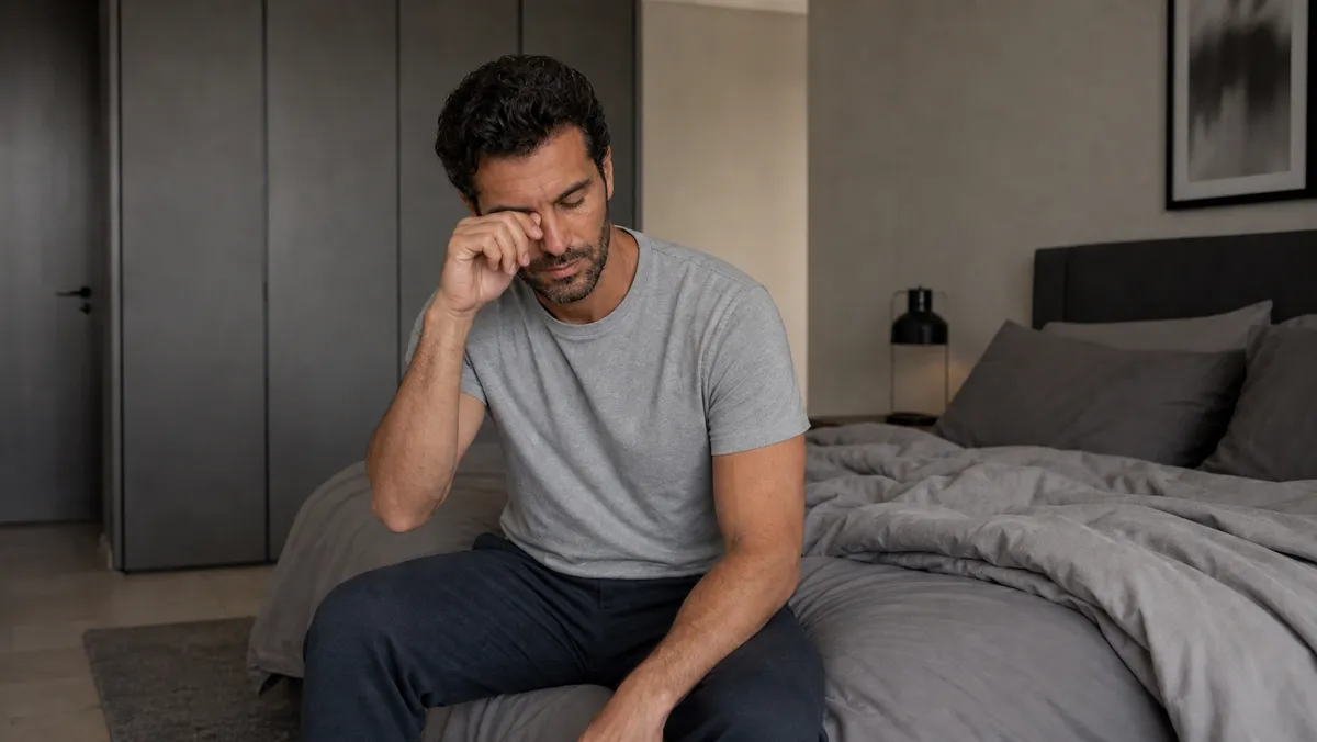 The same man feeling tired before starting a care plan